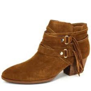 Franco Sarto Brown Genuine Suede Ankle Western Style Booties NWOB- Size 8